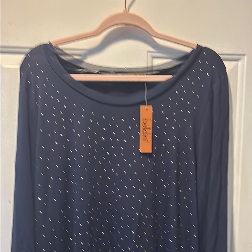 Stylish Navy Top with Gold Accents